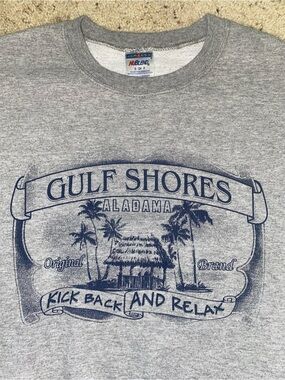 Vintage Distressed Gulf of America Beach Sweatshirt Size Small Alabama Y2K Top